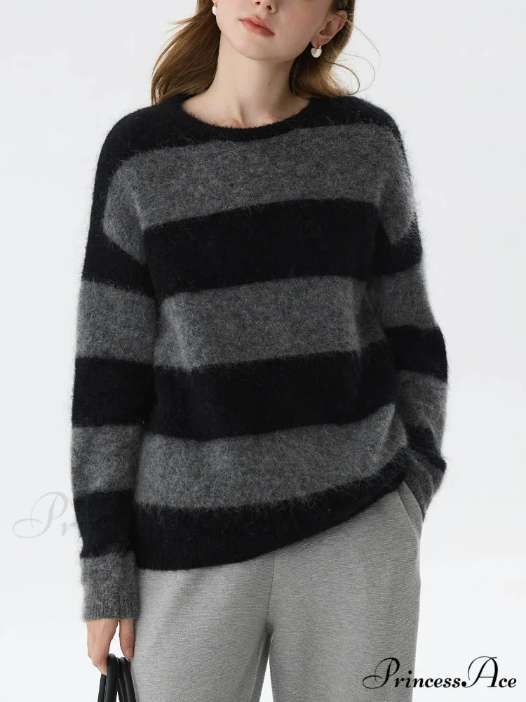 Fuzzy Vintage Banded Baggy Jumper swraters-241228