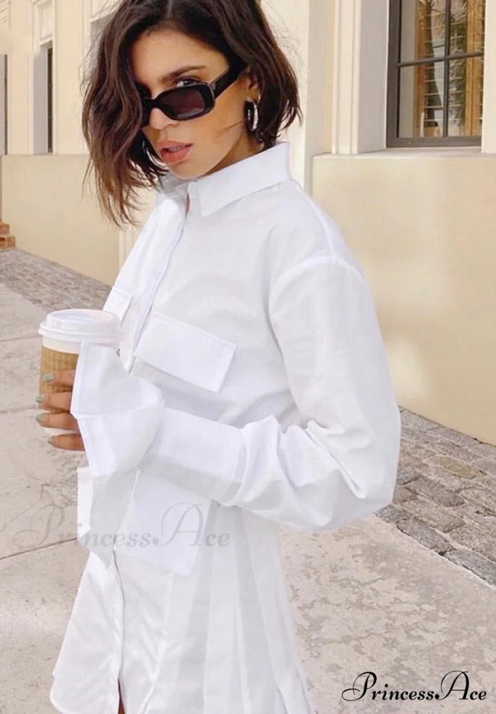 GABY Elegant SHIRT DRESS Black / S