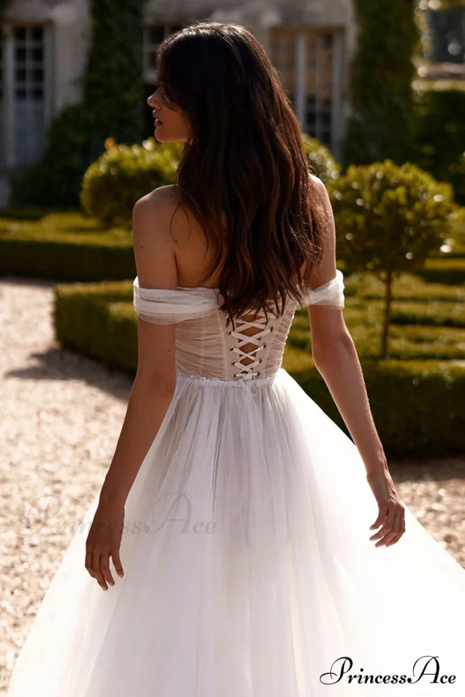 Galina Off-the-Shoulder Graceful A-Line Wedding Dress