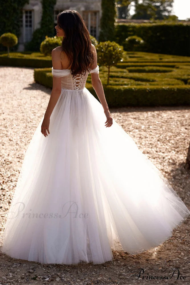 Galina Off-the-Shoulder Graceful A-Line Wedding Dress