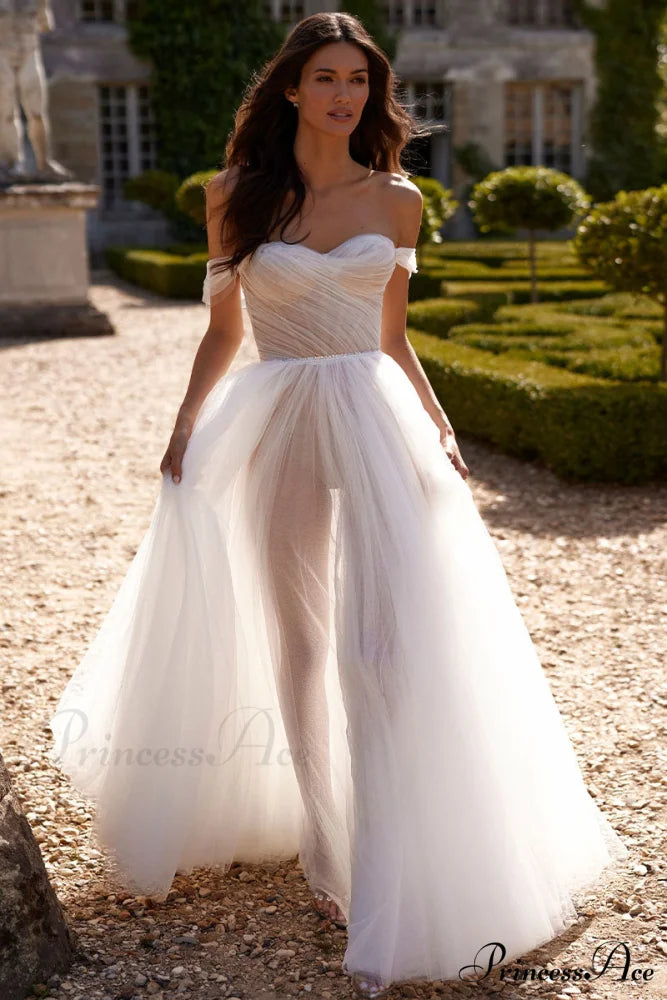 Galina Off-the-Shoulder Graceful A-Line Wedding Dress Ivory / 2