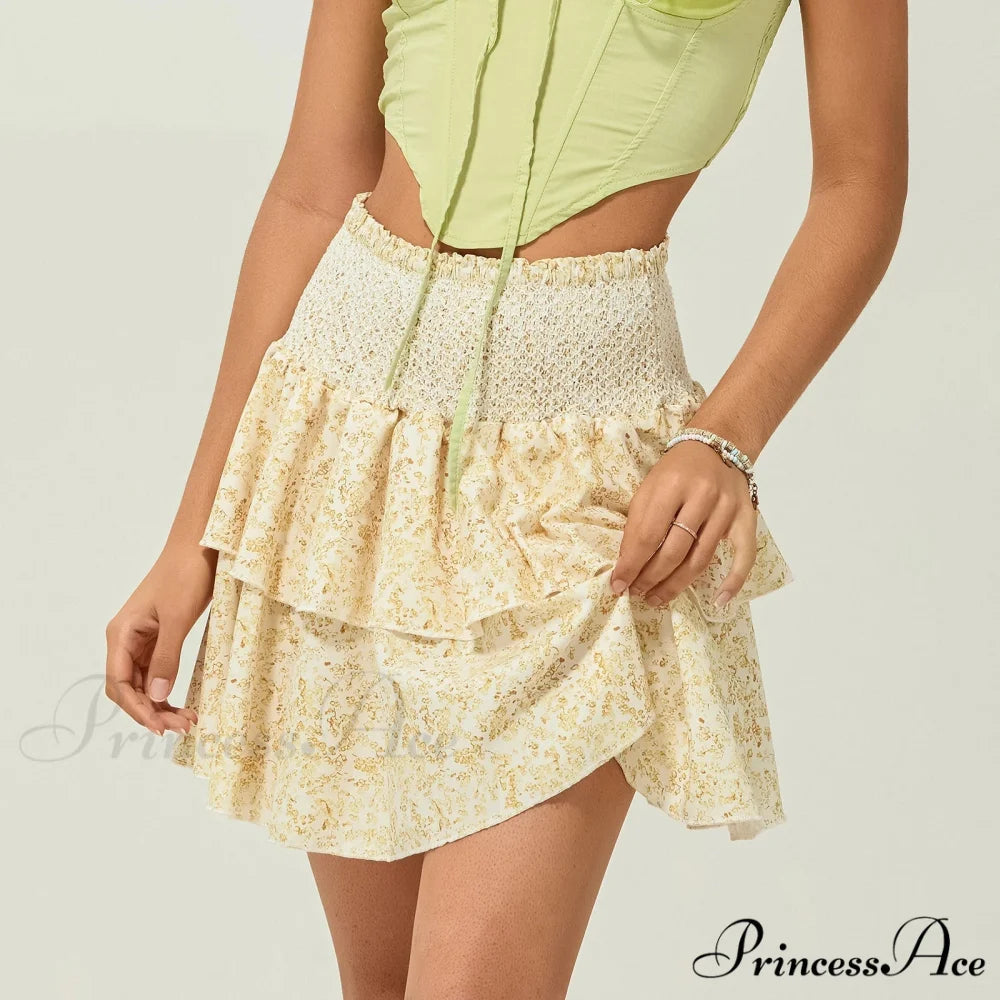 Gathered Blossom Tiered Frill Skirt skirts-250223