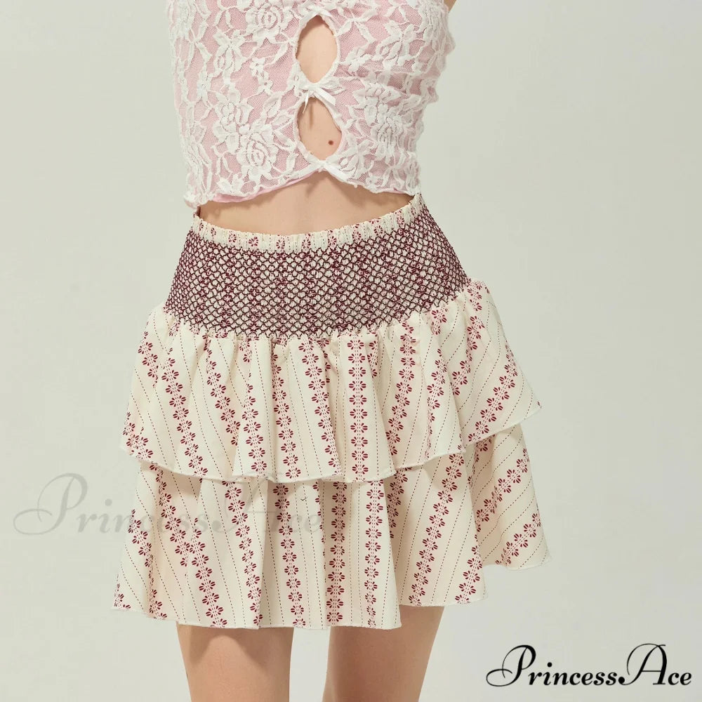 Gathered Blossom Tiered Frill Skirt skirts-250223