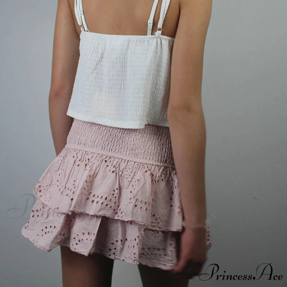 Gathered Bohemian Seaside Frill Skirt skirts-250223