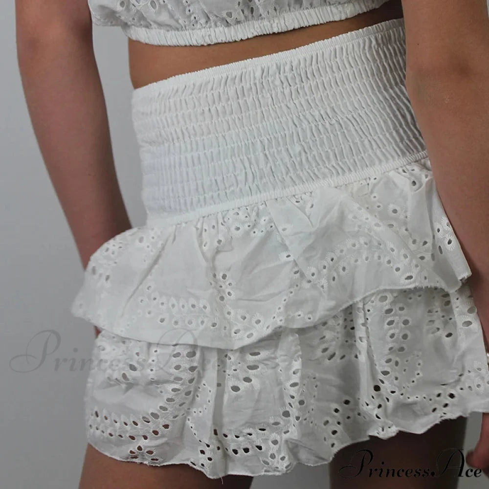 Gathered Bohemian Seaside Frill Skirt skirts-250223