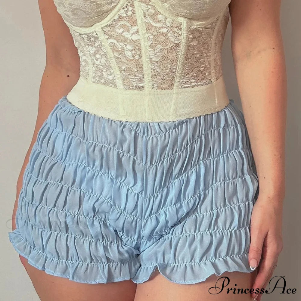 Gathered Enveloping Form-Fitting Mini Brief Blue / S short-250223