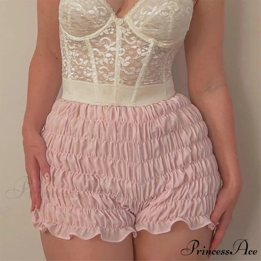 Gathered Enveloping Form-Fitting Mini Brief Pink / S short-250223