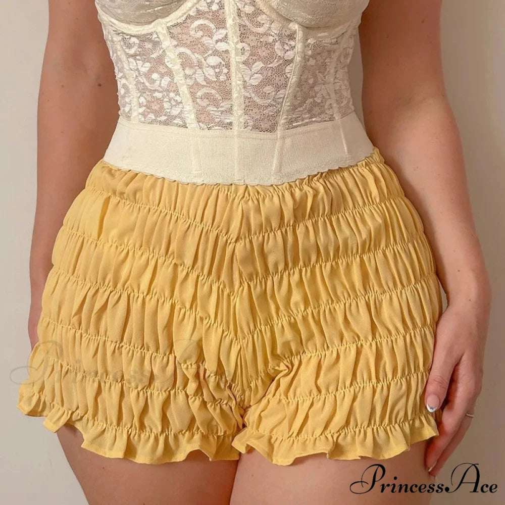 Gathered Enveloping Form-Fitting Mini Brief Yellow / S short-250223