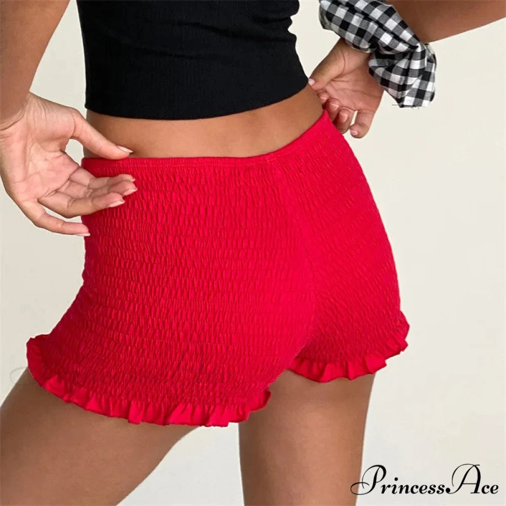 Gathered Frilled Stretchy Waist Short short-250223
