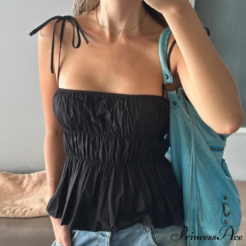 Gathered Open Rear Slim Crop Top black / S croptop-250223