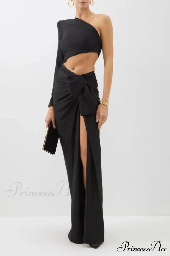 Gathered Single Stylish Shoulder Dress