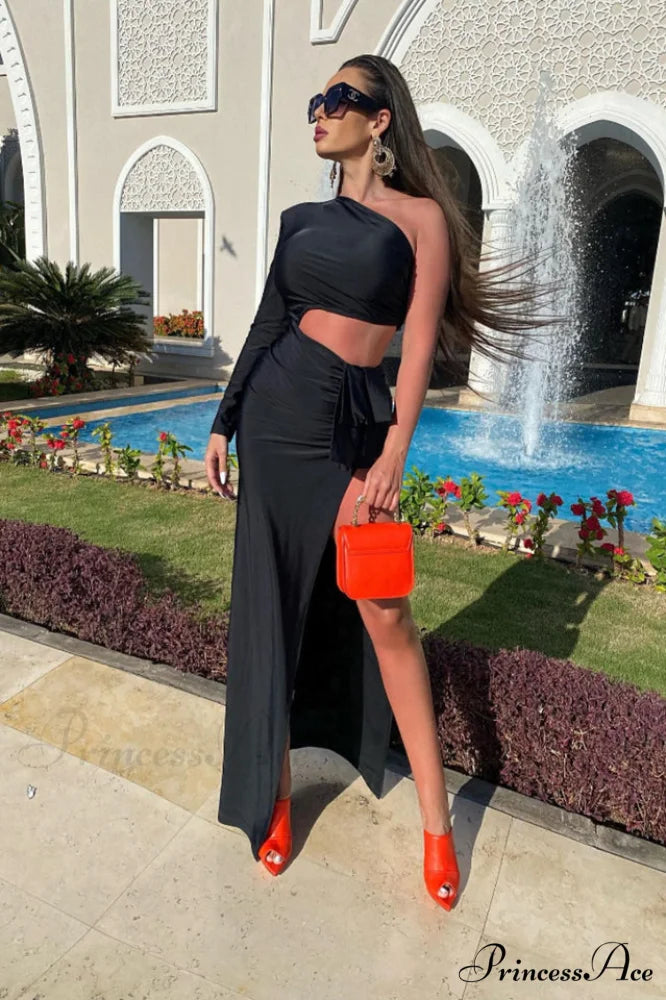 Gathered Single Stylish Shoulder Dress