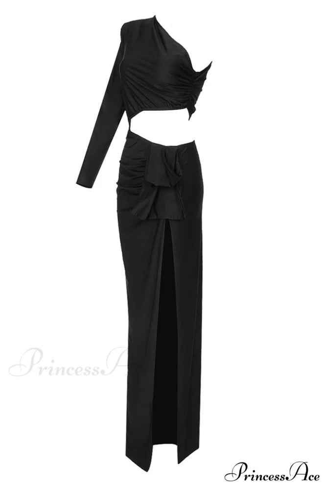 Gathered Single Stylish Shoulder Dress