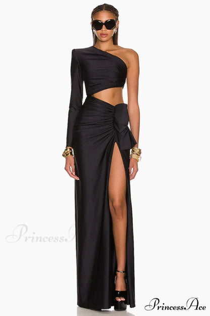 Gathered Single Stylish Shoulder Dress