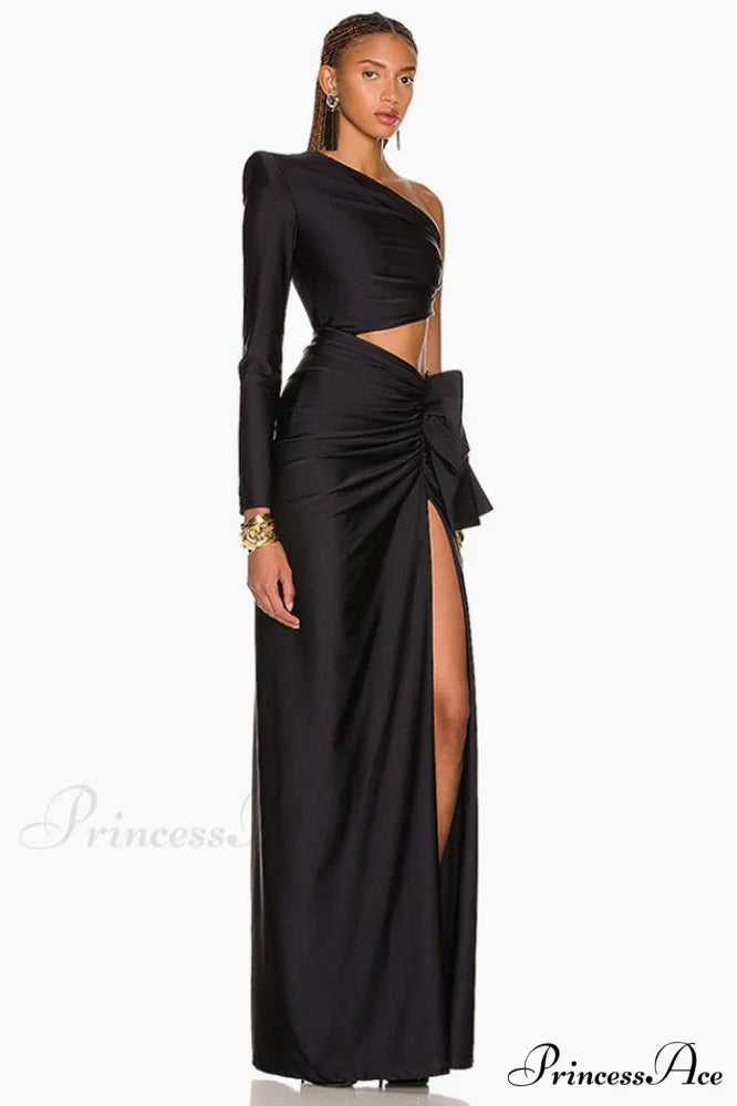 Gathered Single Stylish Shoulder Dress