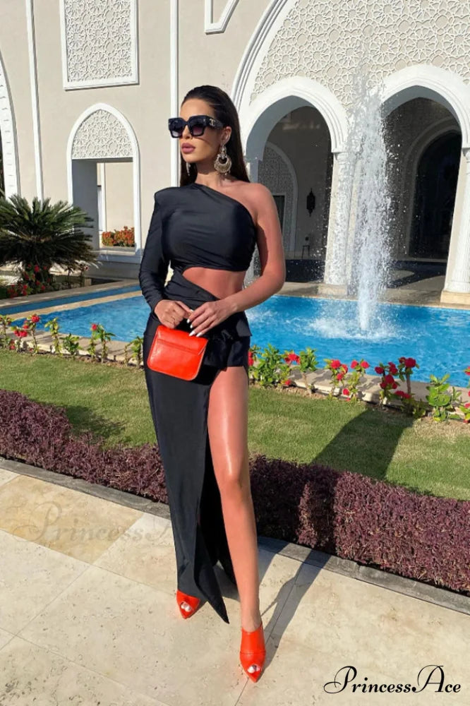 Gathered Single Stylish Shoulder Dress