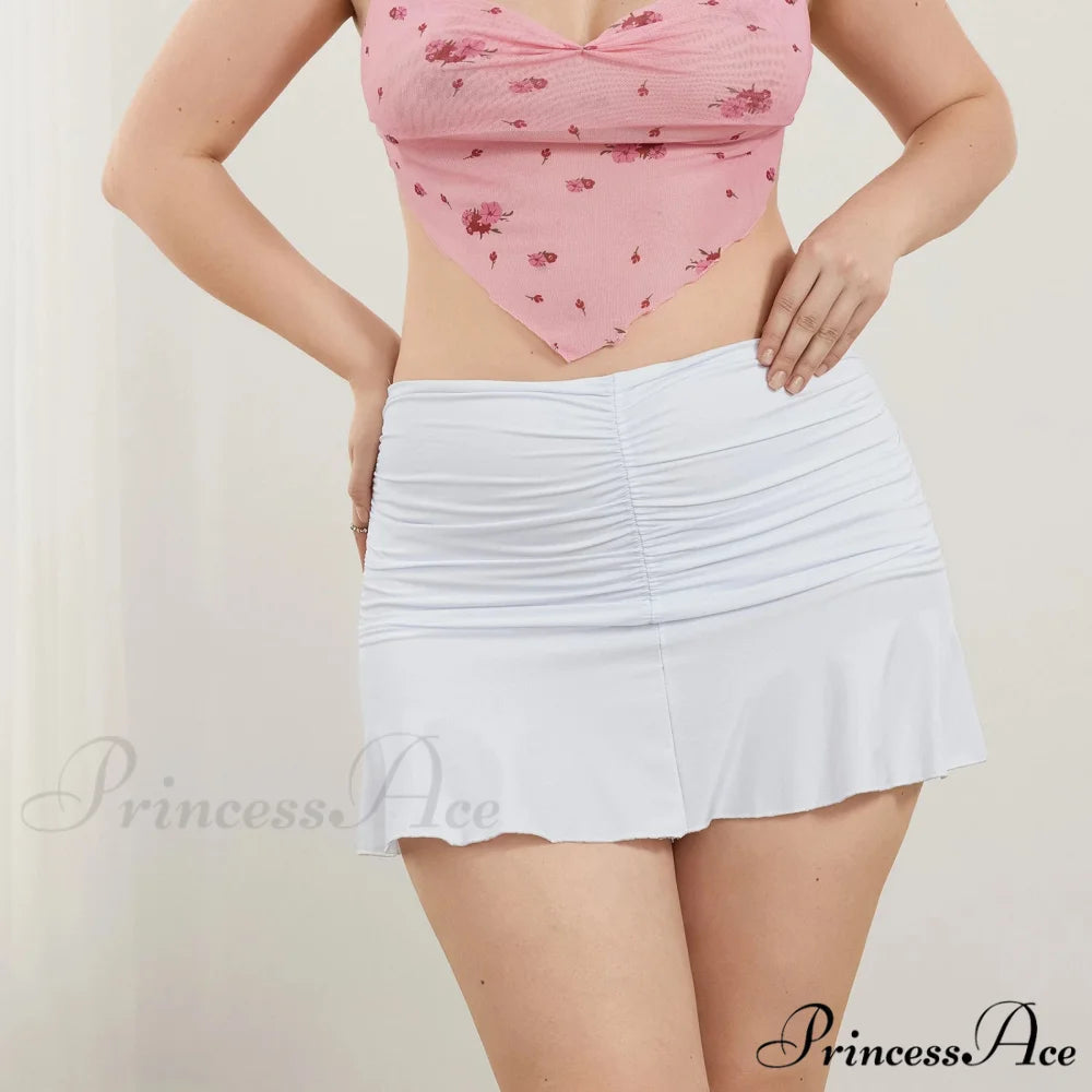 Gathered Sweet Undulation Pleated Skirt WHITE / S skirts-250223