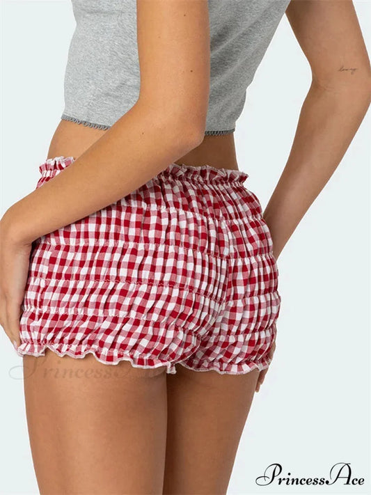 Gathered Tartan Tailored Short short-250223