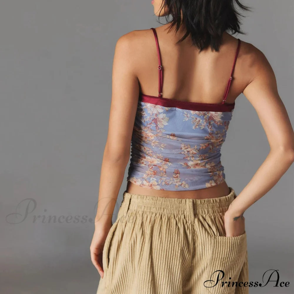 Gathered Thin Strap Crop Top croptop-250223