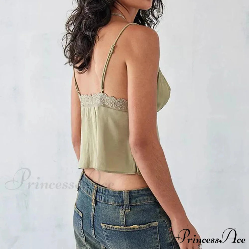 Gathered V-Neck Solid Crop Top croptop-250223