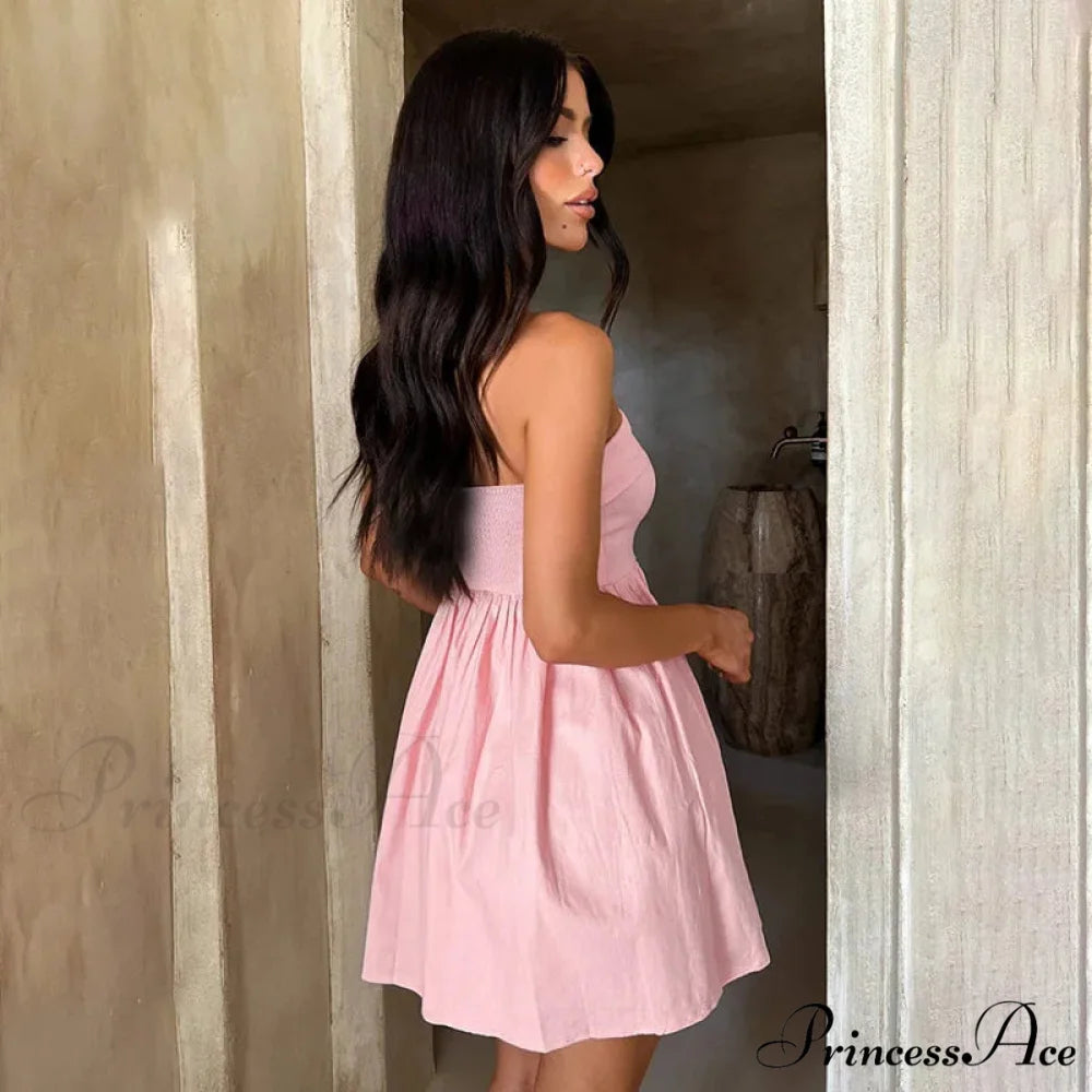 Gathered Waist Enveloping A-line Holiday Dress vacationdress-250223