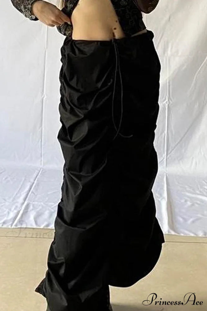 Gathered Woven Skirt Black / S