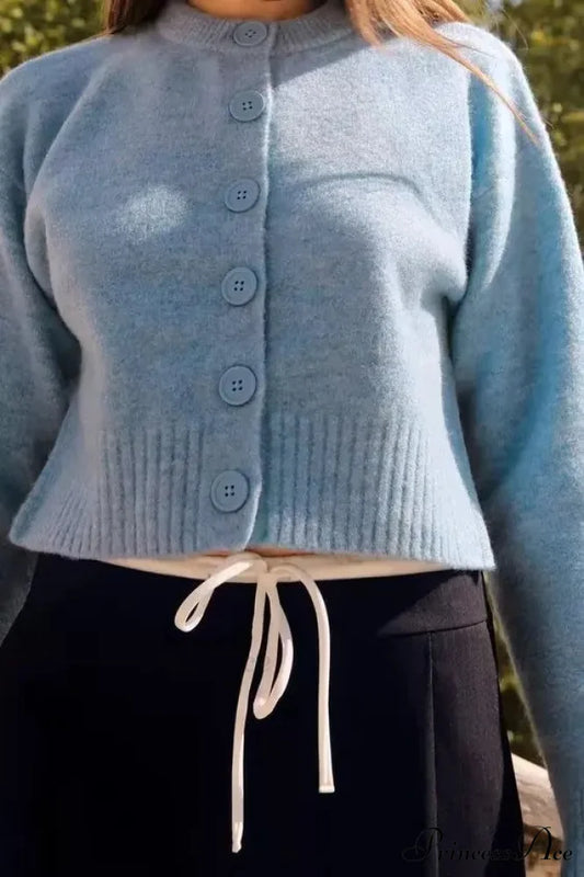 Gentle Basic Circular Neck Lengthy Sleeve Cardigan cardigans-241228