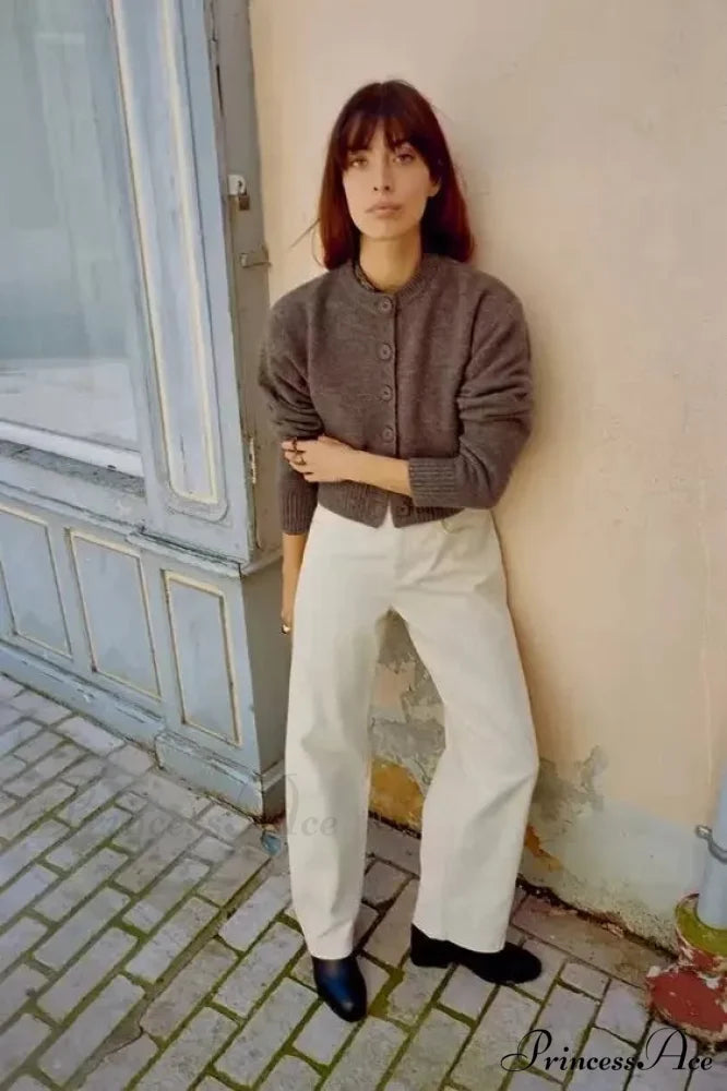 Gentle Basic Circular Neck Lengthy Sleeve Cardigan cardigans-241228