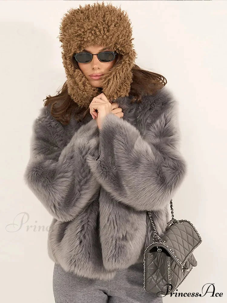 Gentle Puffy Collar Extended Sleeve Jacket coats-241228