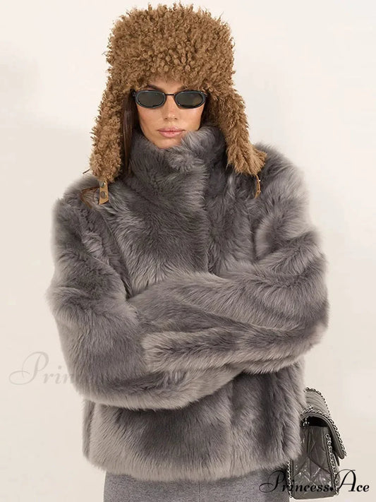 Gentle Puffy Collar Extended Sleeve Jacket coats-241228