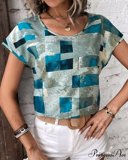 Geometric Design Tee Blue / S