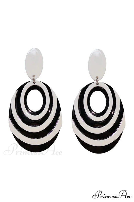 Geometric Elegant Drop Earrings Black White