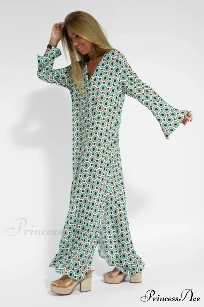 Geometric Elegant Maxi Dress
