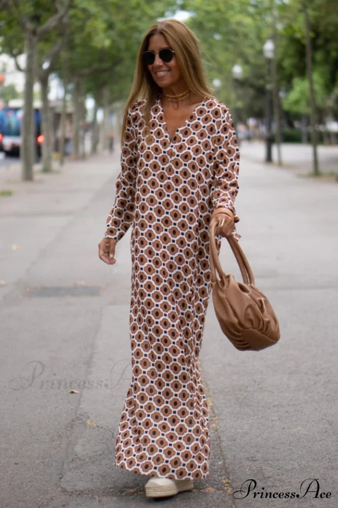 Geometric Elegant Maxi Dress