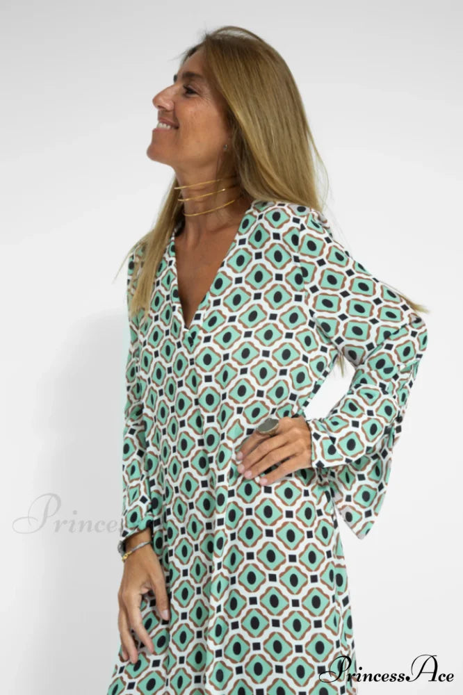 Geometric Elegant Maxi Dress