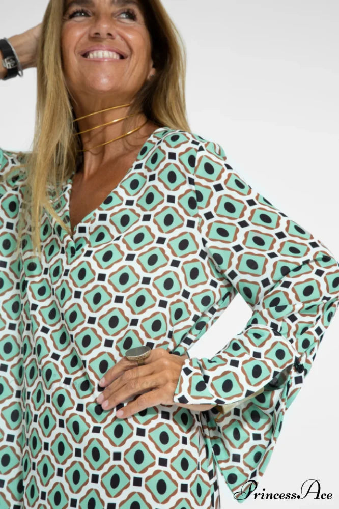 Geometric Elegant Maxi Dress