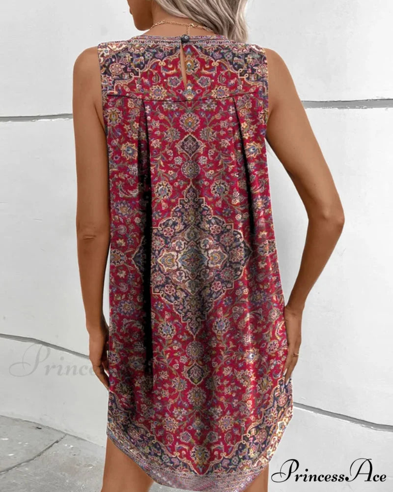 Geometric Print Boho Tank Dress