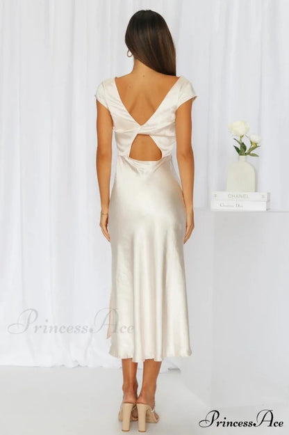 Get In Formation Charming Satin Midi Dress