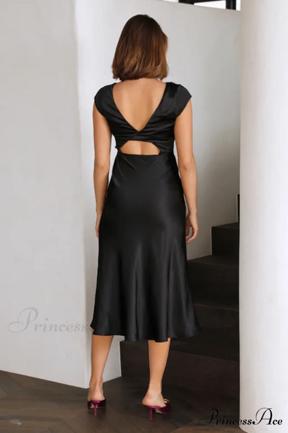 Get In Formation Charming Satin Midi Dress
