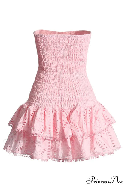 Getaway Fun Eyelet Trendy Strapless Mini Dress