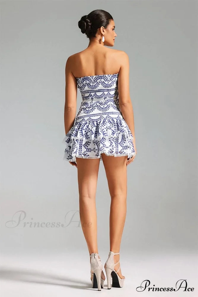 Getaway Fun Eyelet Trendy Strapless Mini Dress