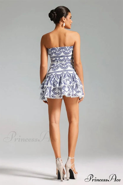 Getaway Fun Eyelet Trendy Strapless Mini Dress