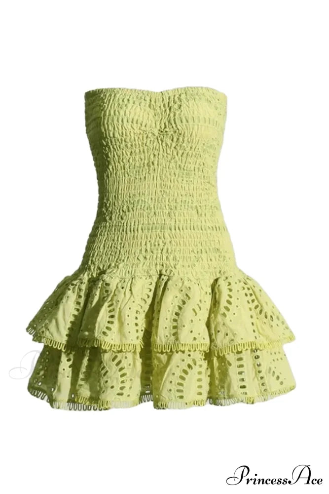 Getaway Fun Eyelet Trendy Strapless Mini Dress