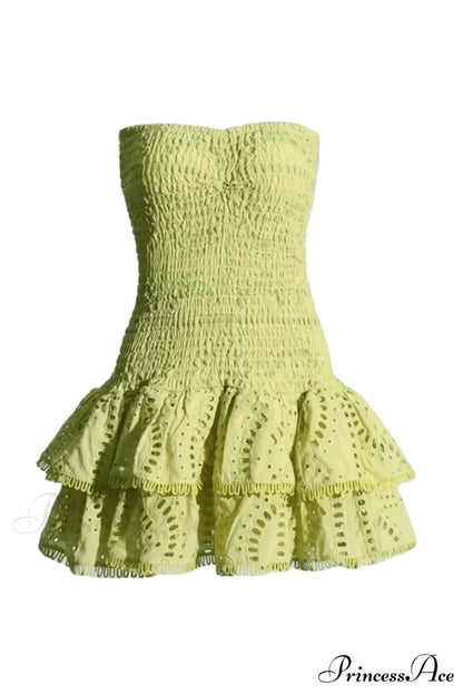 Getaway Fun Eyelet Trendy Strapless Mini Dress
