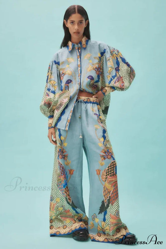 Gilly Shirt Stylish + Pant Set S / Multi Color