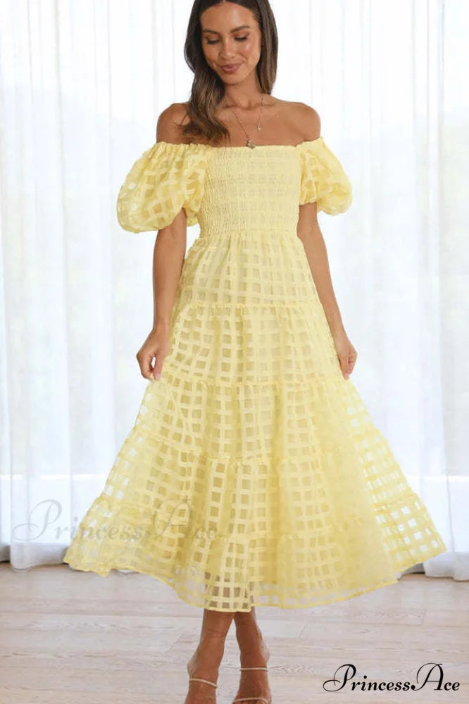 Gin Elegant Midi Dress S / Lemon