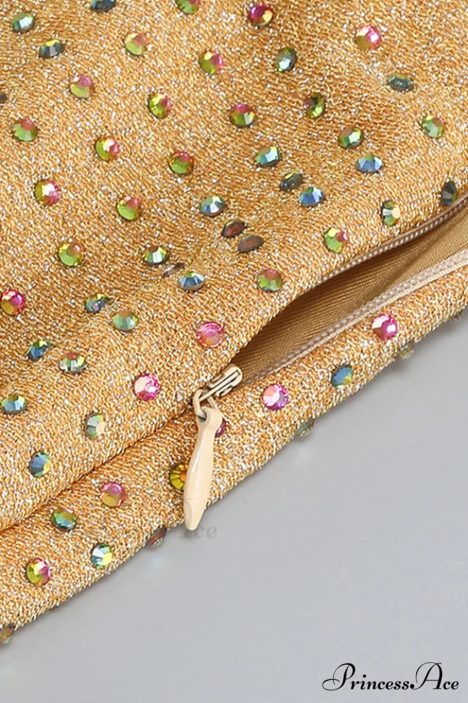 Gina Yellow Stylish Crystal Dress