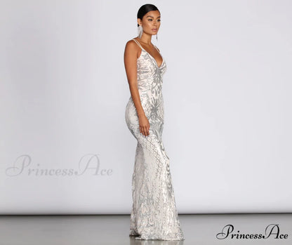 Ginger Sequin Stylish Mesh Strappy Gown