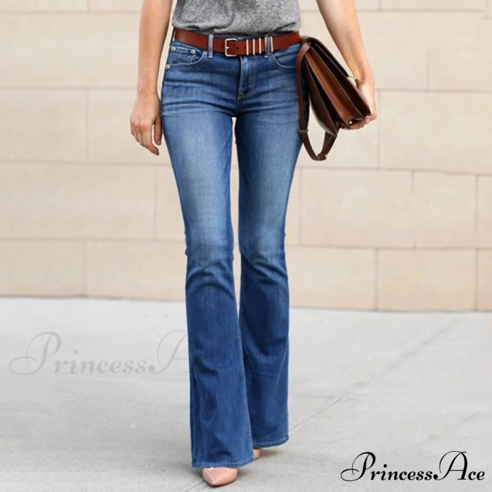 Girls Elastic Waist Slim Fit Elegant Trousers Blue / S