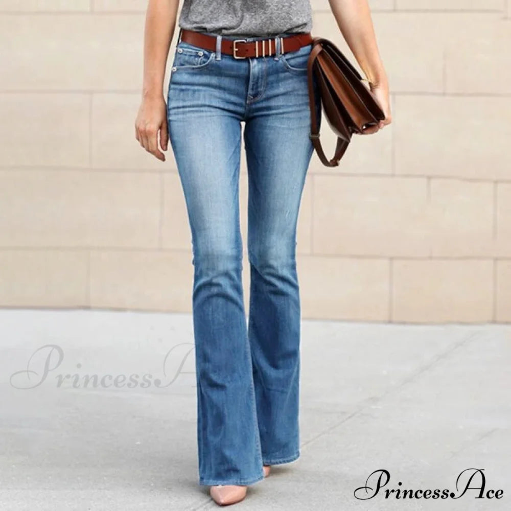 Girls Elastic Waist Slim Fit Elegant Trousers Light Blue / S